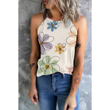 Round Neck Flower Top